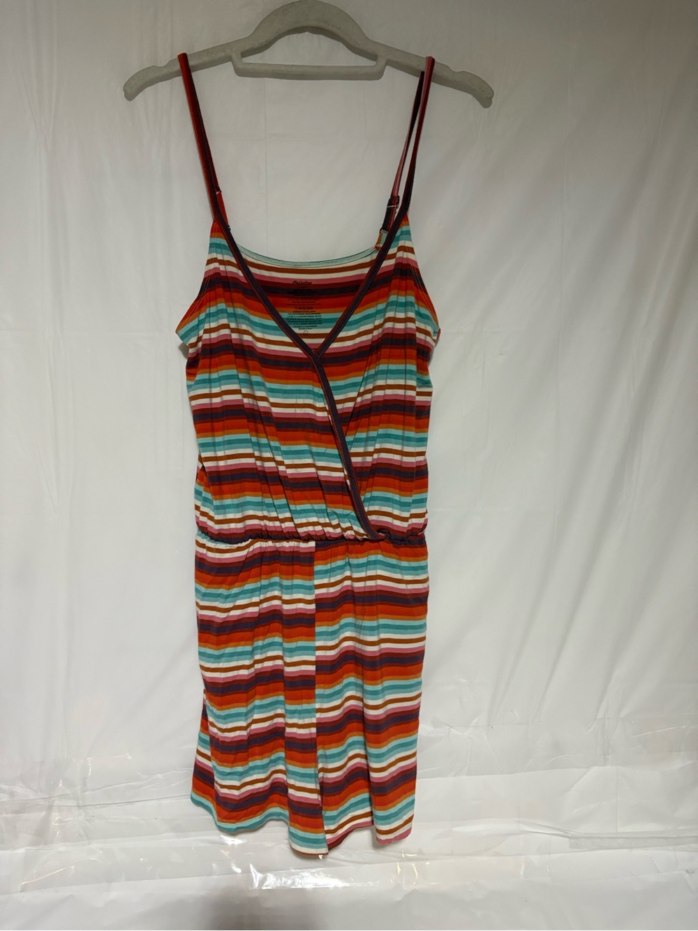 MeUndies Multicolor Striped Sleeveless Wrap romper